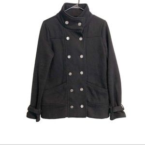Black cotton peacoat | womens jacket | size Large